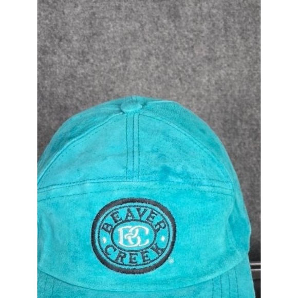 VTG Turquoise Suede Beaver Creek Baseball Cap Adjustable Ski Country Imports - Picture 7 of 9